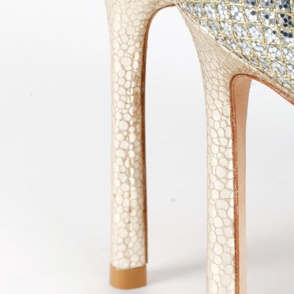 *SOLD* Jimmy Choo Silver Glitter Snakeprint Pumps - Picture 9 of 10